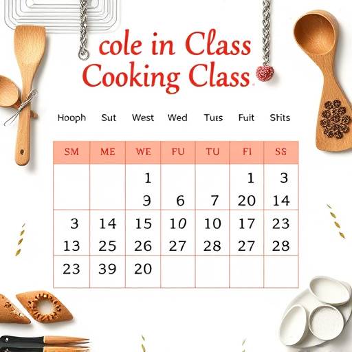 A calendar displaying upcoming cooking class dates and times.